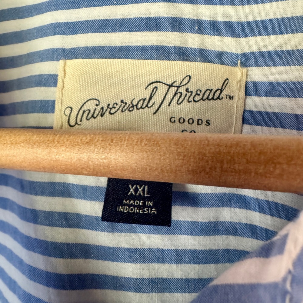 Universal Thread Striped Cotton Maxi Shirt Dress XXL Blue White Coastal Hamptons - Picture 5 of 13